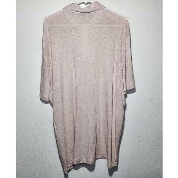 Vince Linen Short Sleeve Polo in Rosewater - Picture 4 of 11